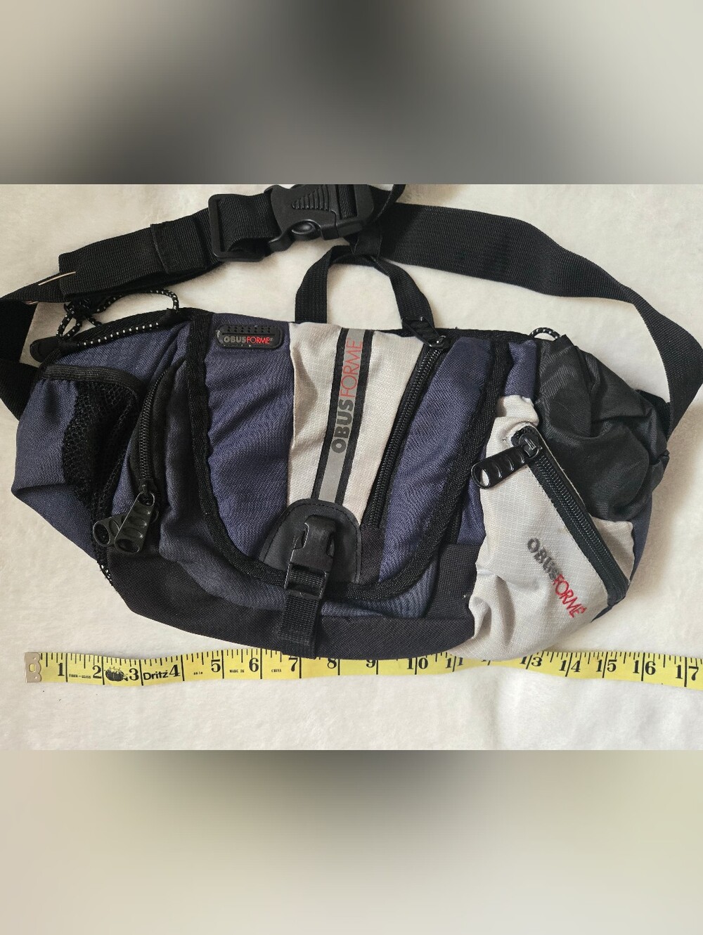 Navy and Gray Travel Waist Pack with Multiple Pockets